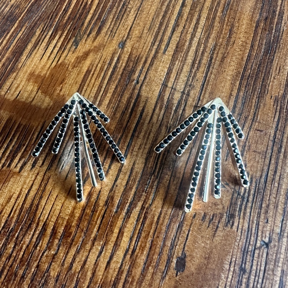Vintage gold tone and black rhinestone Earrings